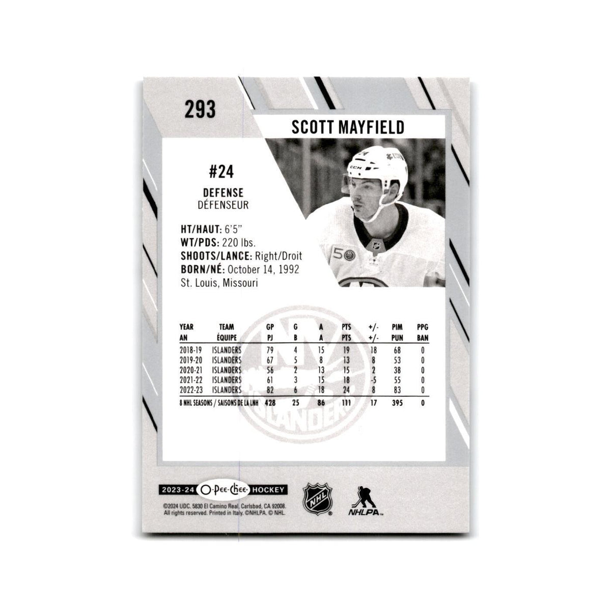 2023 O-Pee-Chee Scott Mayfield New York Islanders #293