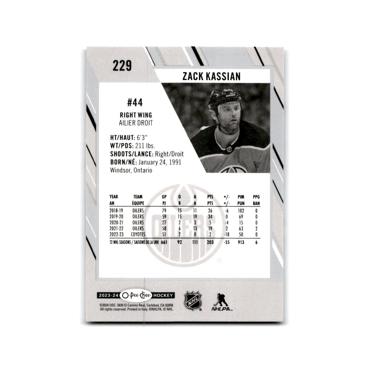 2023 O-Pee-Chee Zack Kassian Edmonton Oilers #229