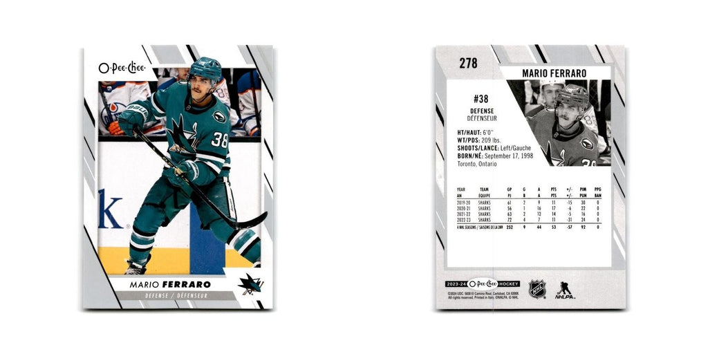 2023 O-Pee-Chee Mario Ferraro San Jose Sharks #278