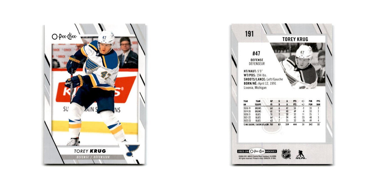 2023 O-Pee-Chee Torey Krug St. Louis Blues #191