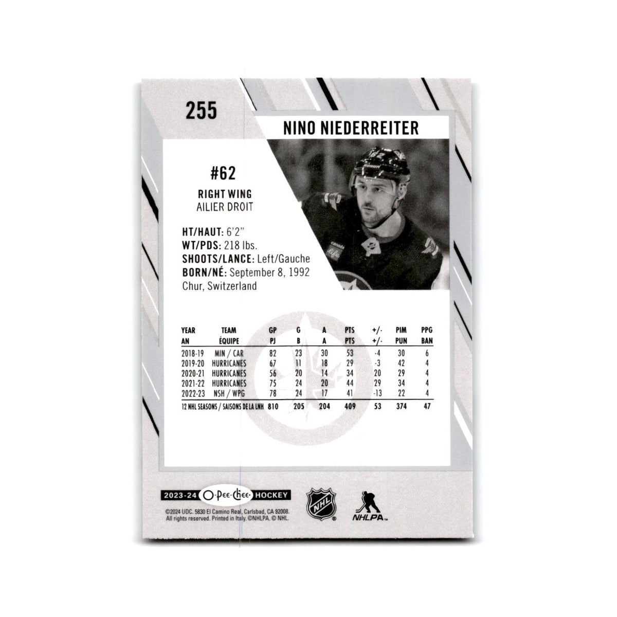 2023 O-Pee-Chee Nino Niederreiter Winnipeg Jets #255