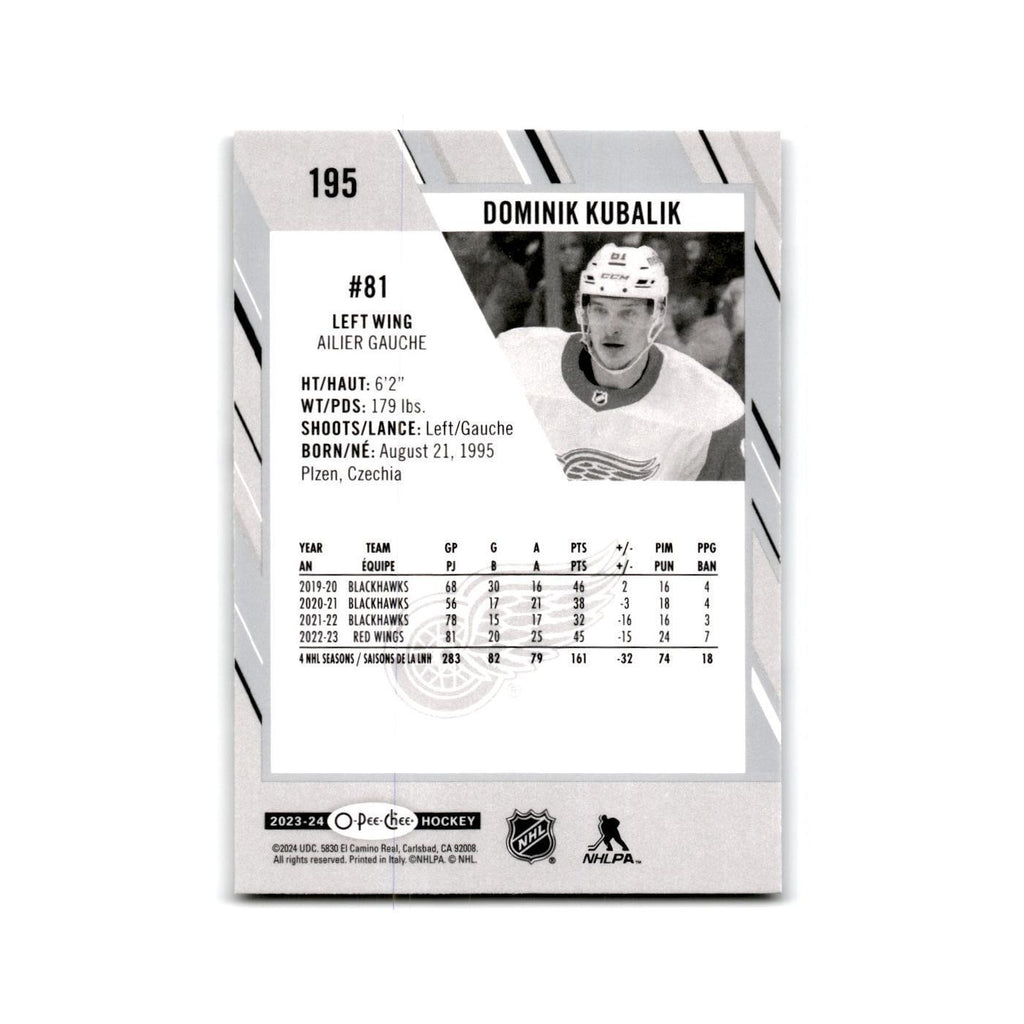 2023 O-Pee-Chee Dominik Kubalik Detroit Red Wings #195