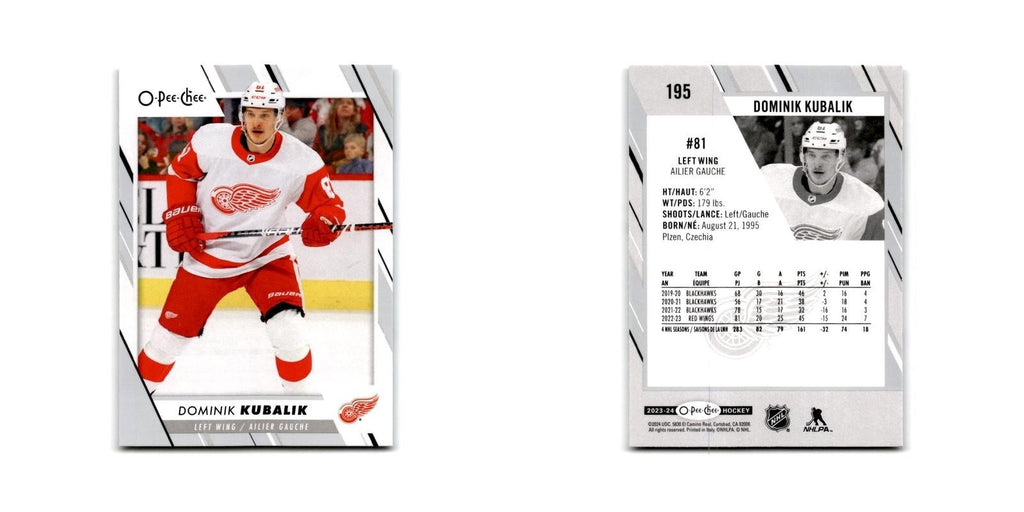 2023 O-Pee-Chee Dominik Kubalik Detroit Red Wings #195