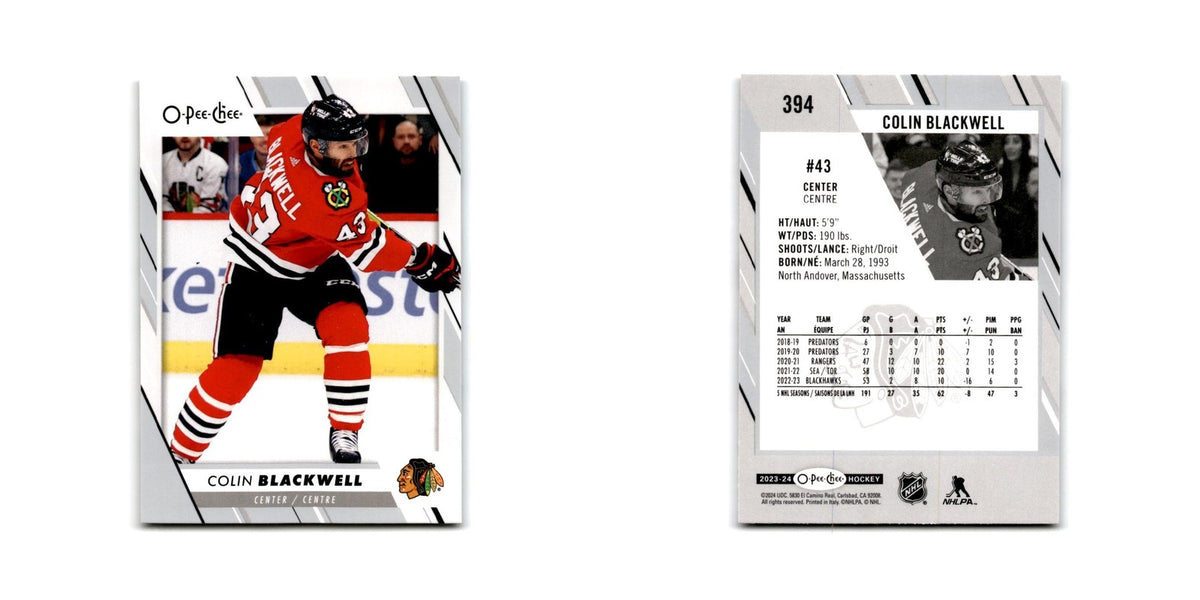2023 O-Pee-Chee Colim Blackwell Chicago Blackhawks #394