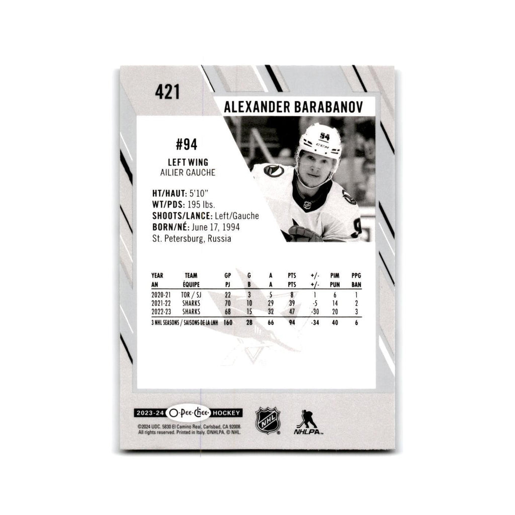 2023 O-Pee-Chee Alexander Barabanov San Jose Sharks #421