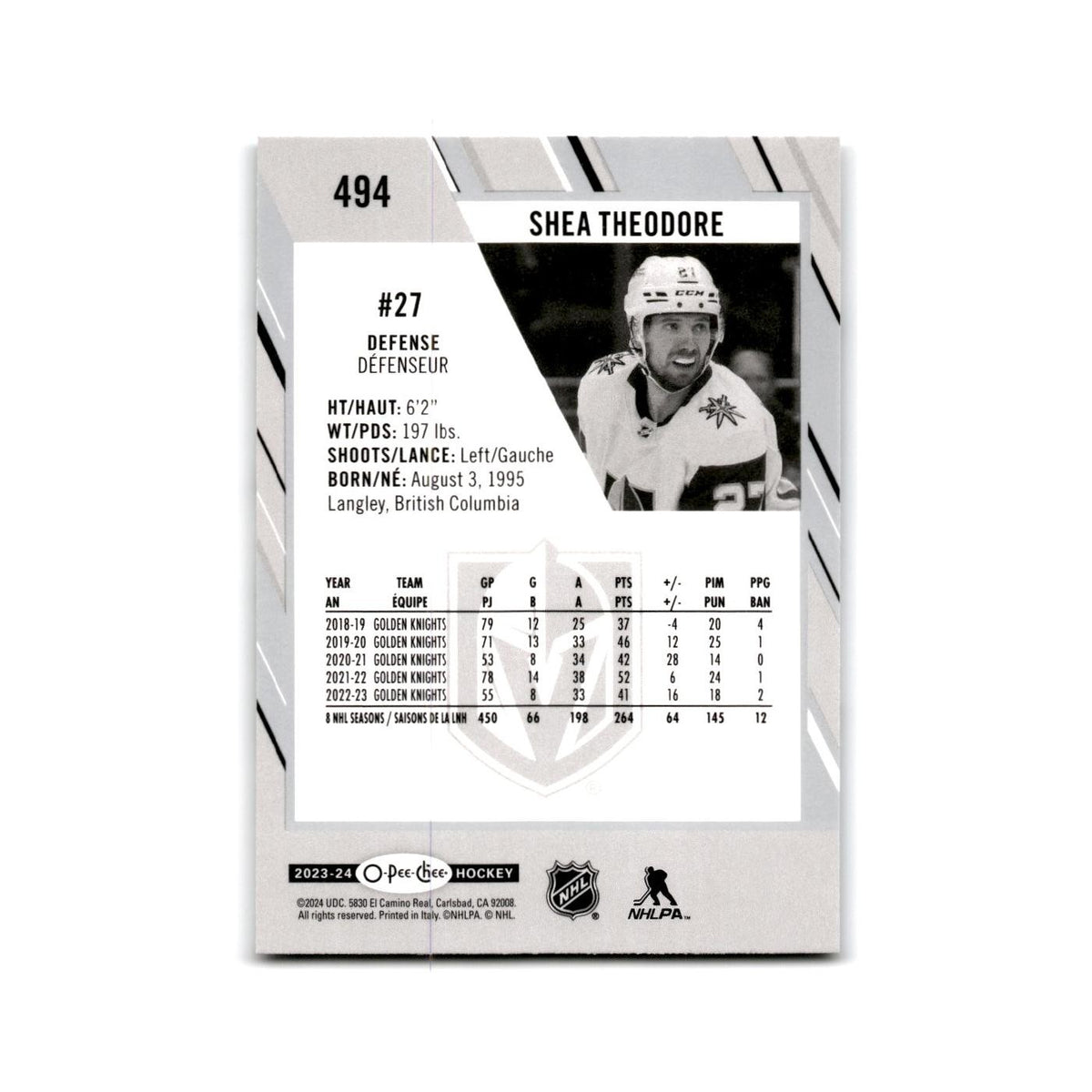 2023 O-Pee-Chee Shea Theodore Vegas Golden Knights #494