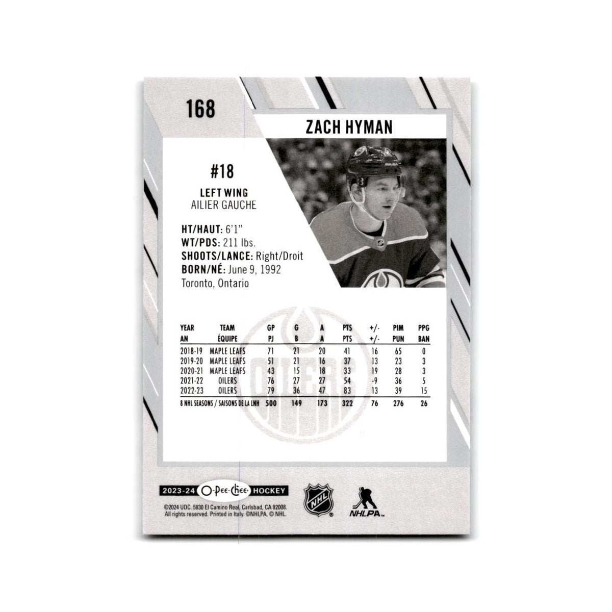 2023 O-Pee-Chee Zach Hyman Edmonton Oilers #168
