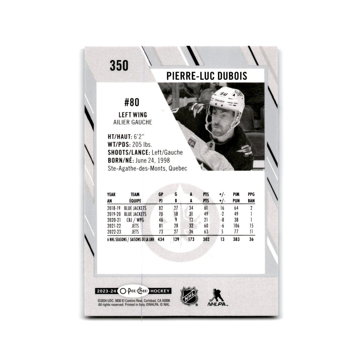 2023 O-Pee-Chee Pierre-Luc Dubois Winnipeg Jets #350