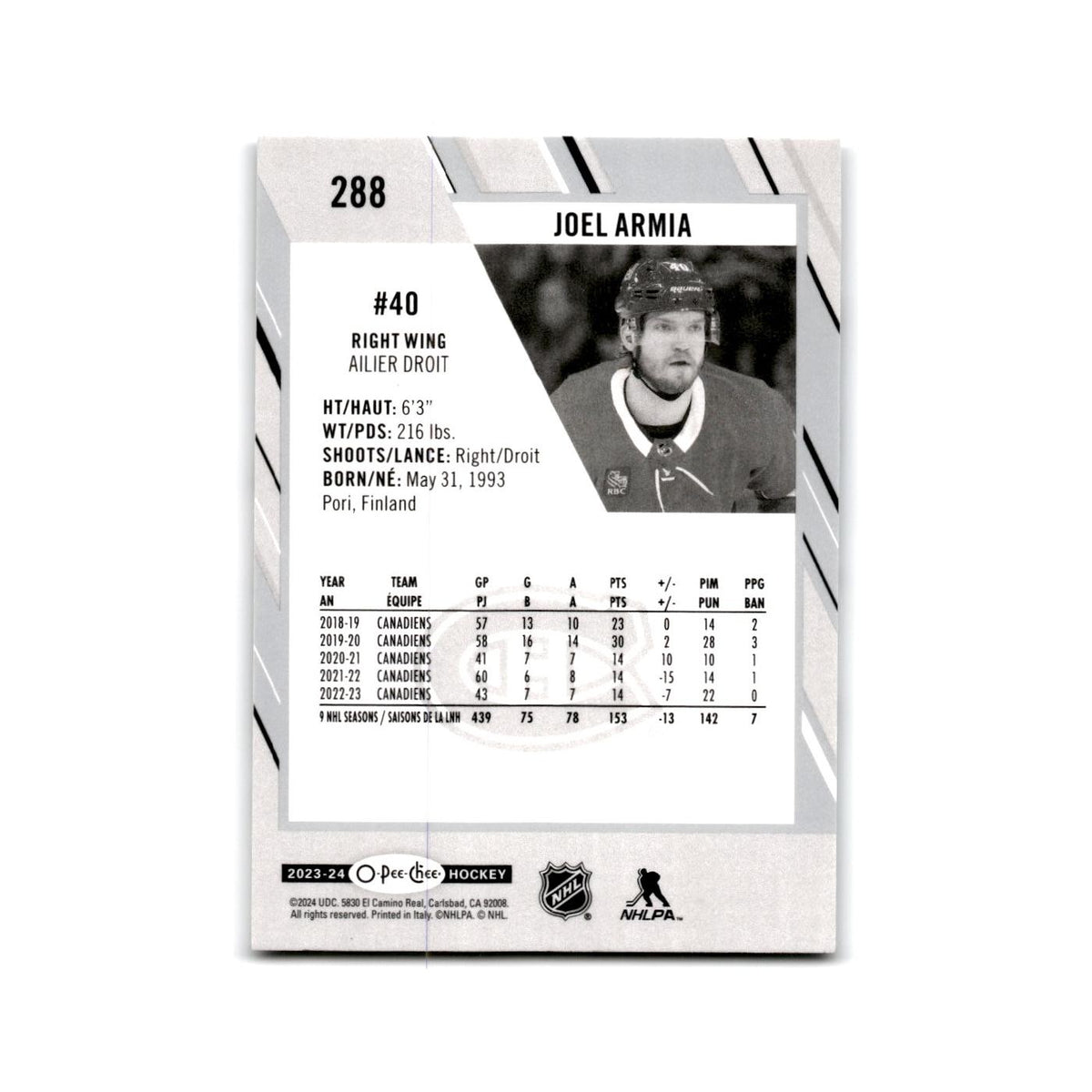 2023 O-Pee-Chee Joel Armia Montreal Canadiens #288