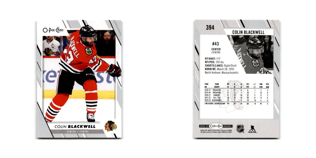 2023 O-Pee-Chee Colim Blackwell Chicago Blackhawks #394