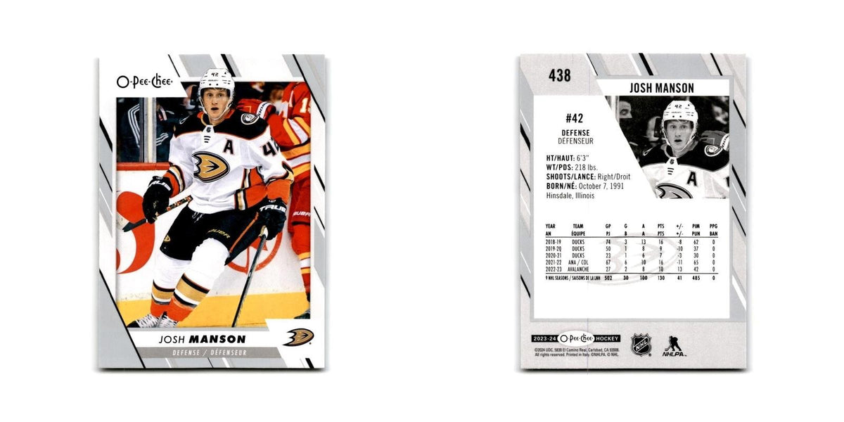 2023 O-Pee-Chee Josh Manson Anaheim Ducks #438