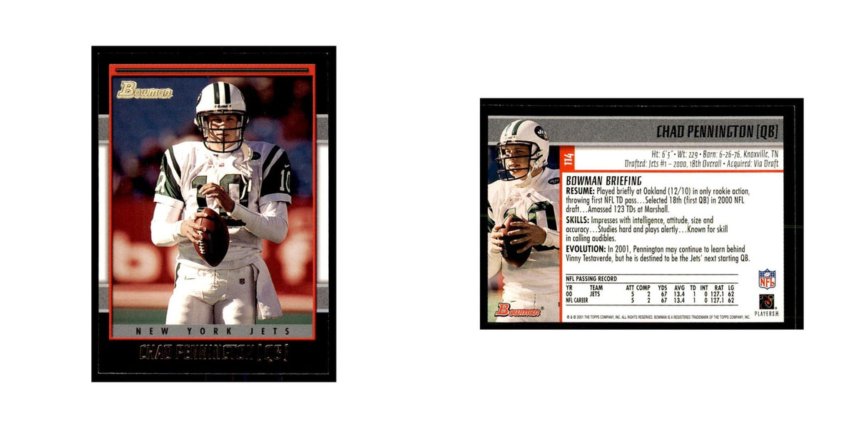 2001 Bowman Gold Chad Pennington Football Cards #114