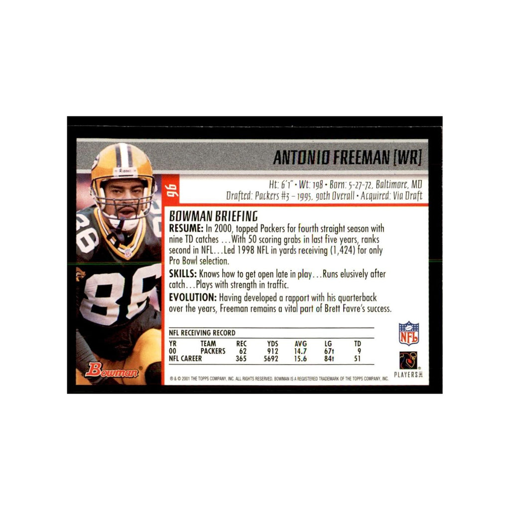 2001 Bowman Gold Antonio Freeman Football Cards #96