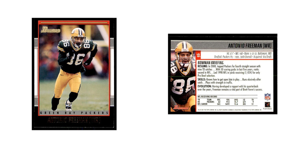 2001 Bowman Gold Antonio Freeman Football Cards #96