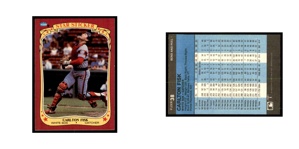 1986 Fleer Star Stickers Carlton Fisk Baseball Cards #38