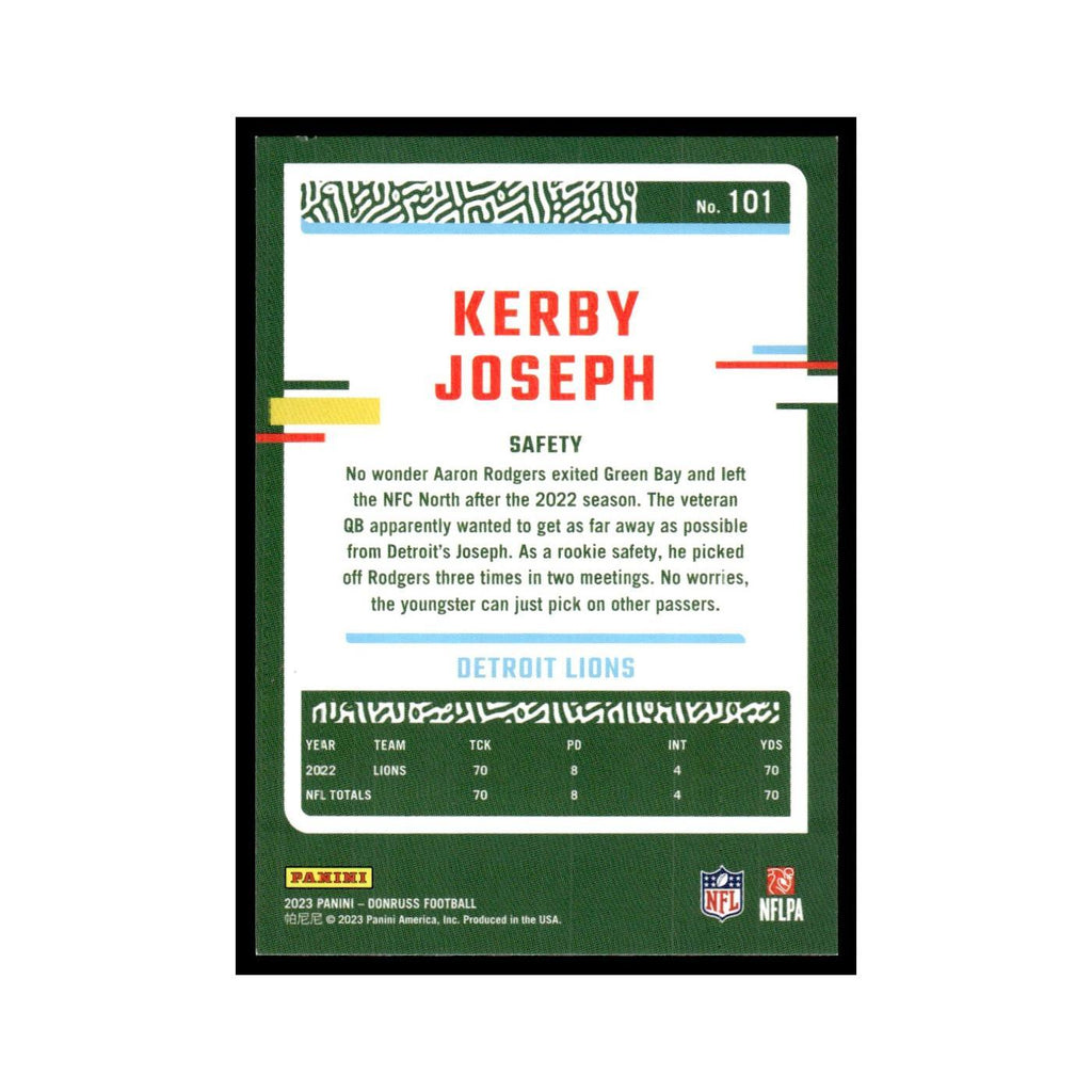 Kerby Joseph 2023 Donruss #101 Detroit Lions Football Card NM
