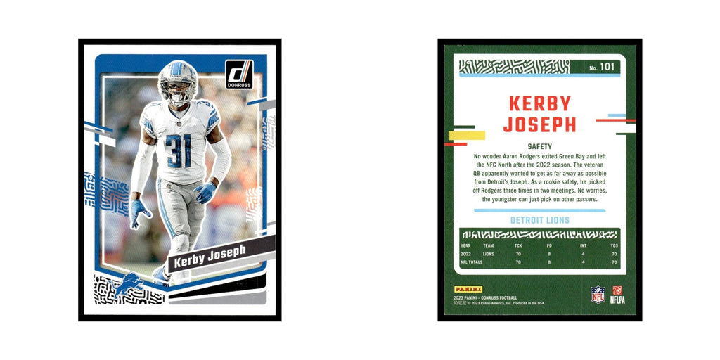 Kerby Joseph 2023 Donruss #101 Detroit Lions Football Card NM