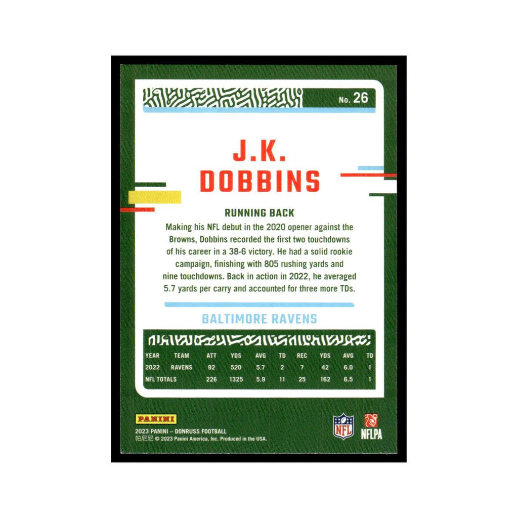 J.K. Dobbins 2023 Donruss #26 Baltimore Ravens Football Card NM