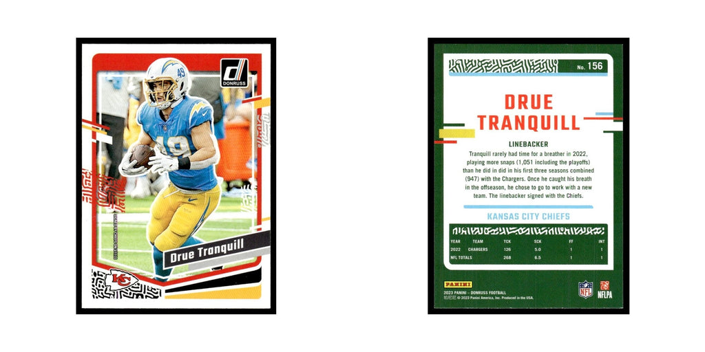 Drue Tranquill 2023 Donruss #156 Kansas City Chiefs Football Card NM