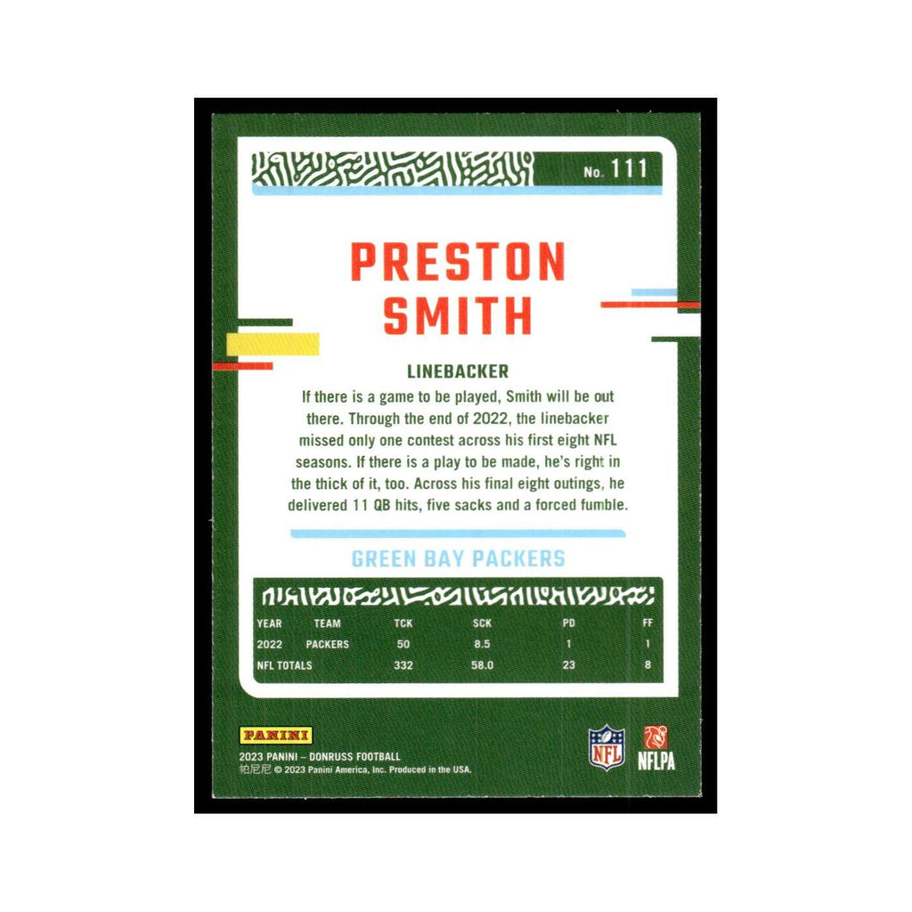 Preston Smith 2023 Donruss #111 Green Bay Packers Football Card NM