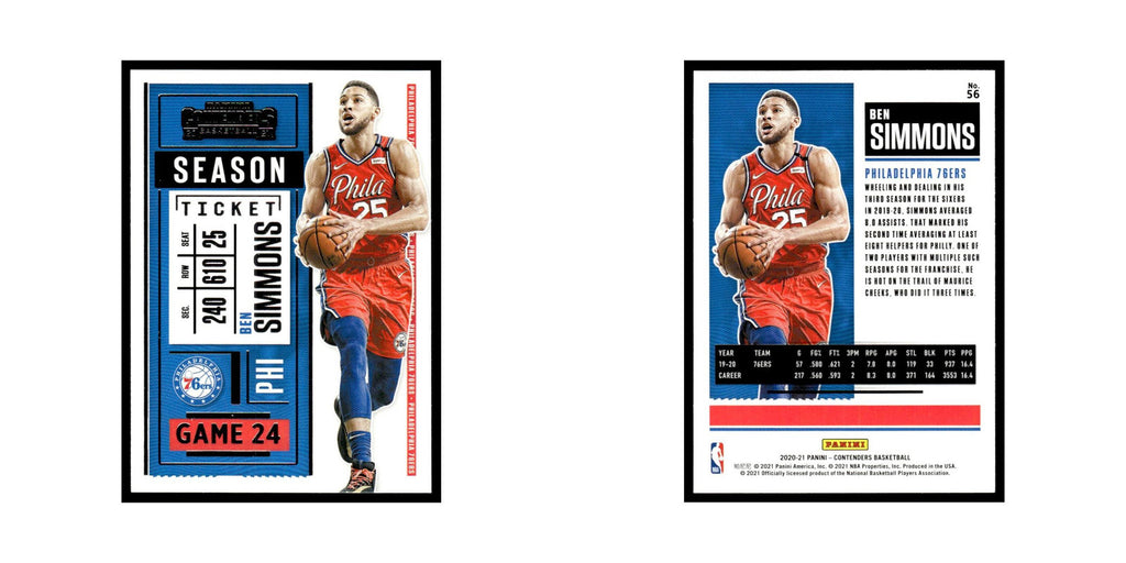Ben Simmons 2020 Panini Contenders #56 Philadelphia 76ers Basketball Card NM