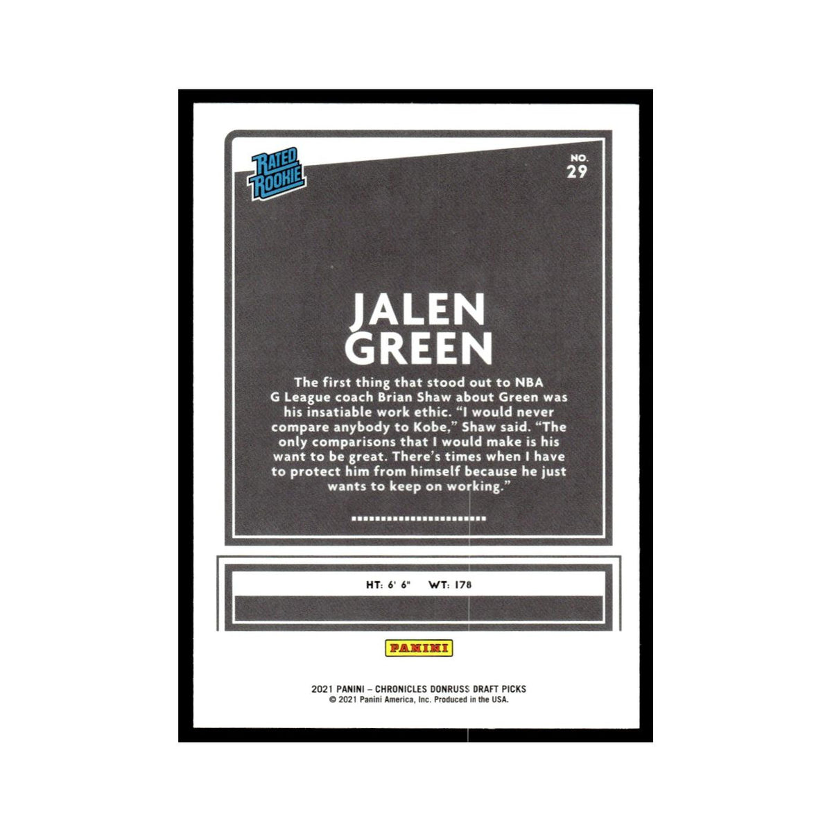 Jalen Green Rookie 2021 Panini Chronicles Donruss Draft Picks #29 NM