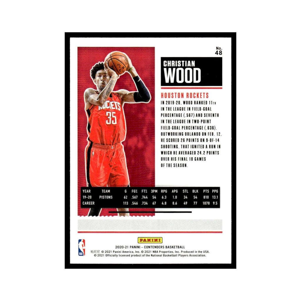 Christian Wood 2020 Panini Contenders #48 Houston Rockets Basketball Card NM