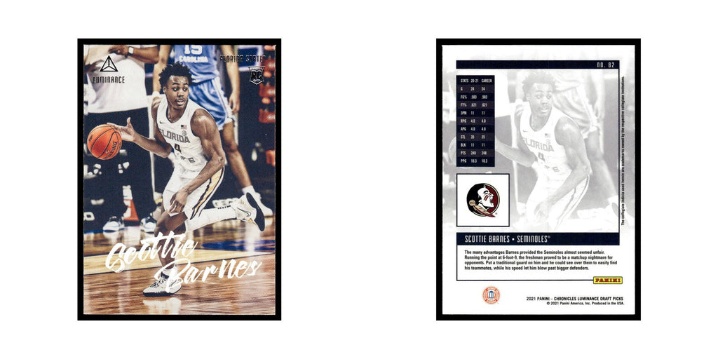Scottie Barnes Rookie 2021 Panini Chronicles Luminance Draft #82 Raptors NM