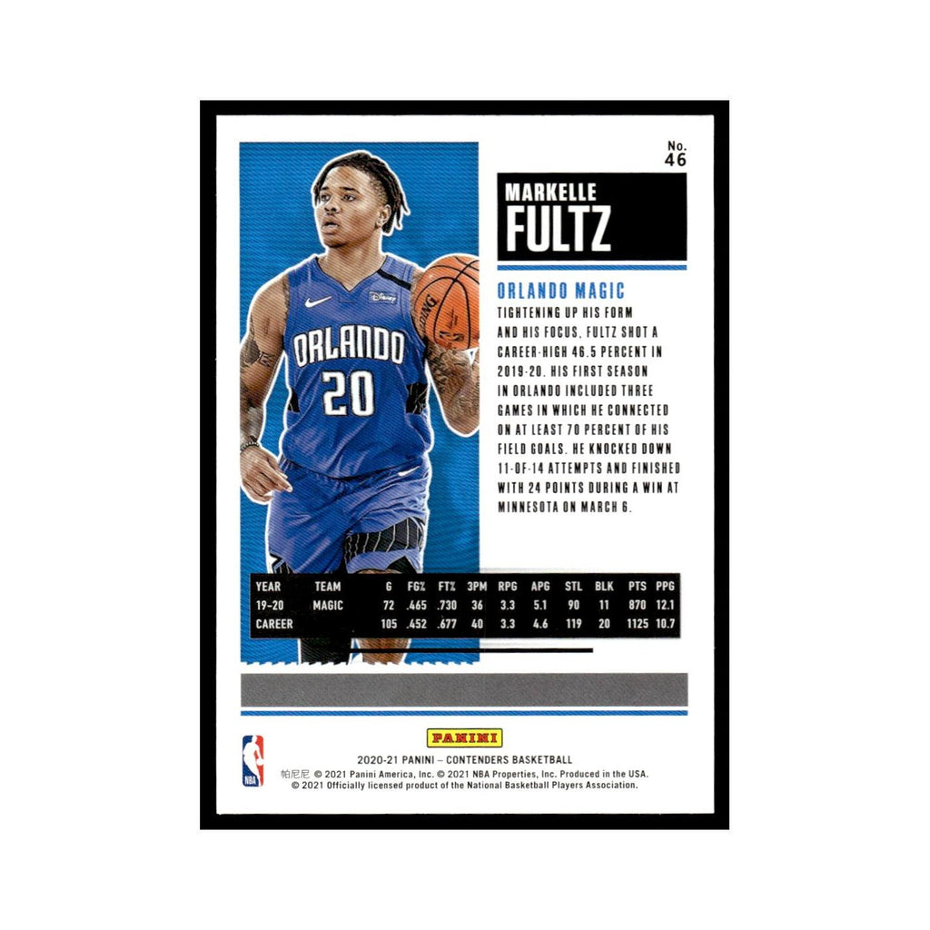 Markelle Fultz 2020 Panini Contenders #46 Orlando Magic Basketball Card NM