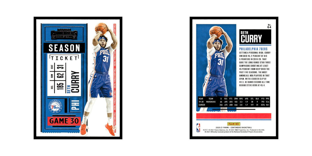 Seth Curry 2020 Panini Contenders #64 Philadelphia 76ers Basketball Card NM