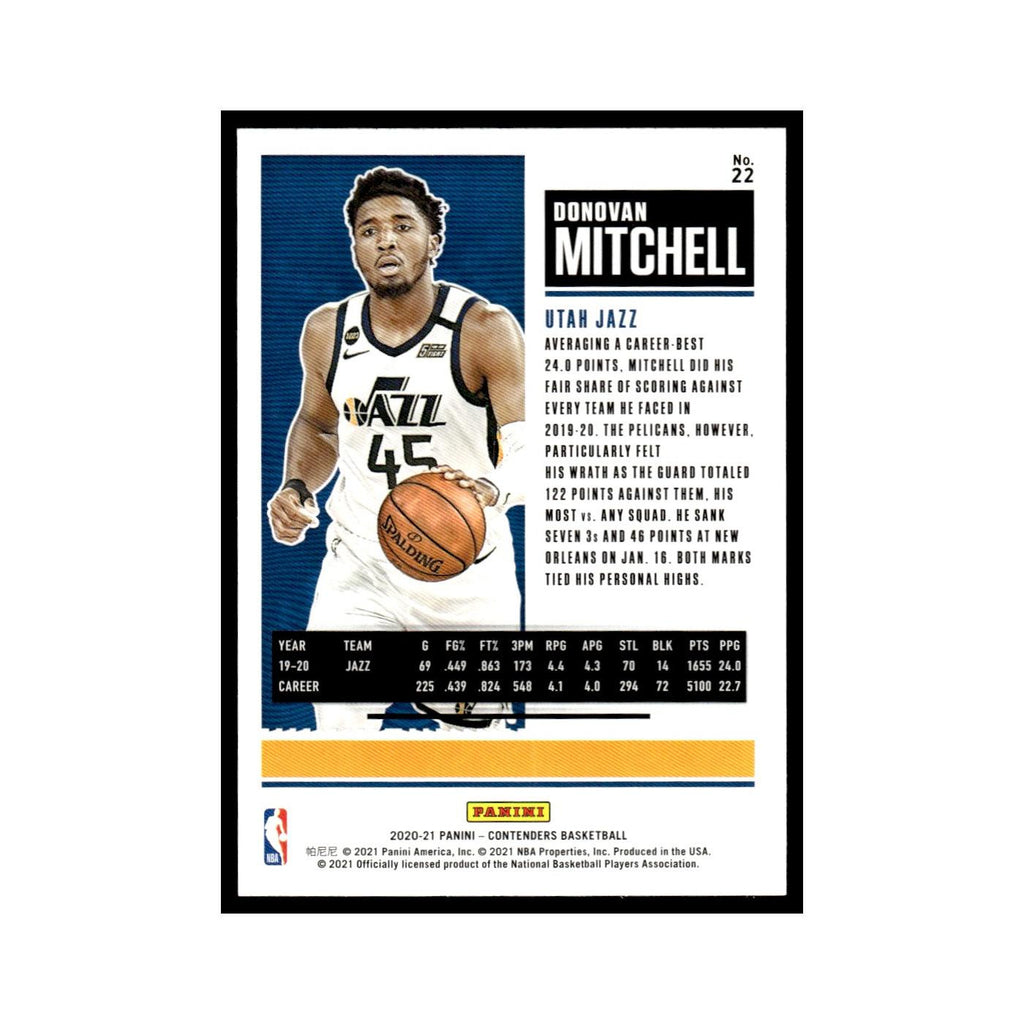 Donovan Mitchell 2020 Panini Contenders #22 Utah Jazz Basketball Card NM