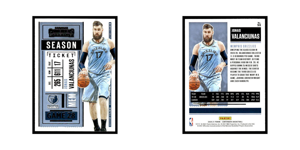 Jonas Valanciunas 2020 Panini Contenders #98 Memphis Grizzlies NM