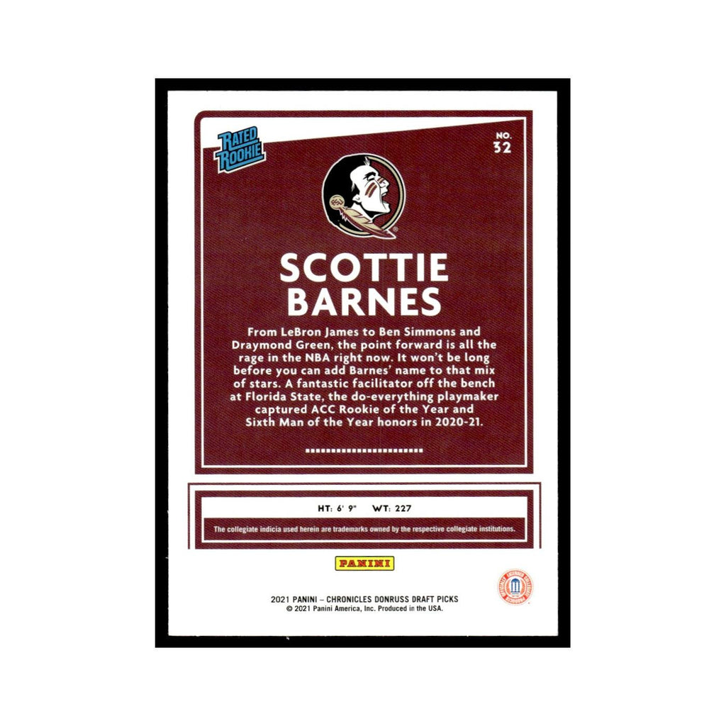 Scottie Barnes Rookie 2021 Panini Chronicles Donruss Draft Picks #32 NM