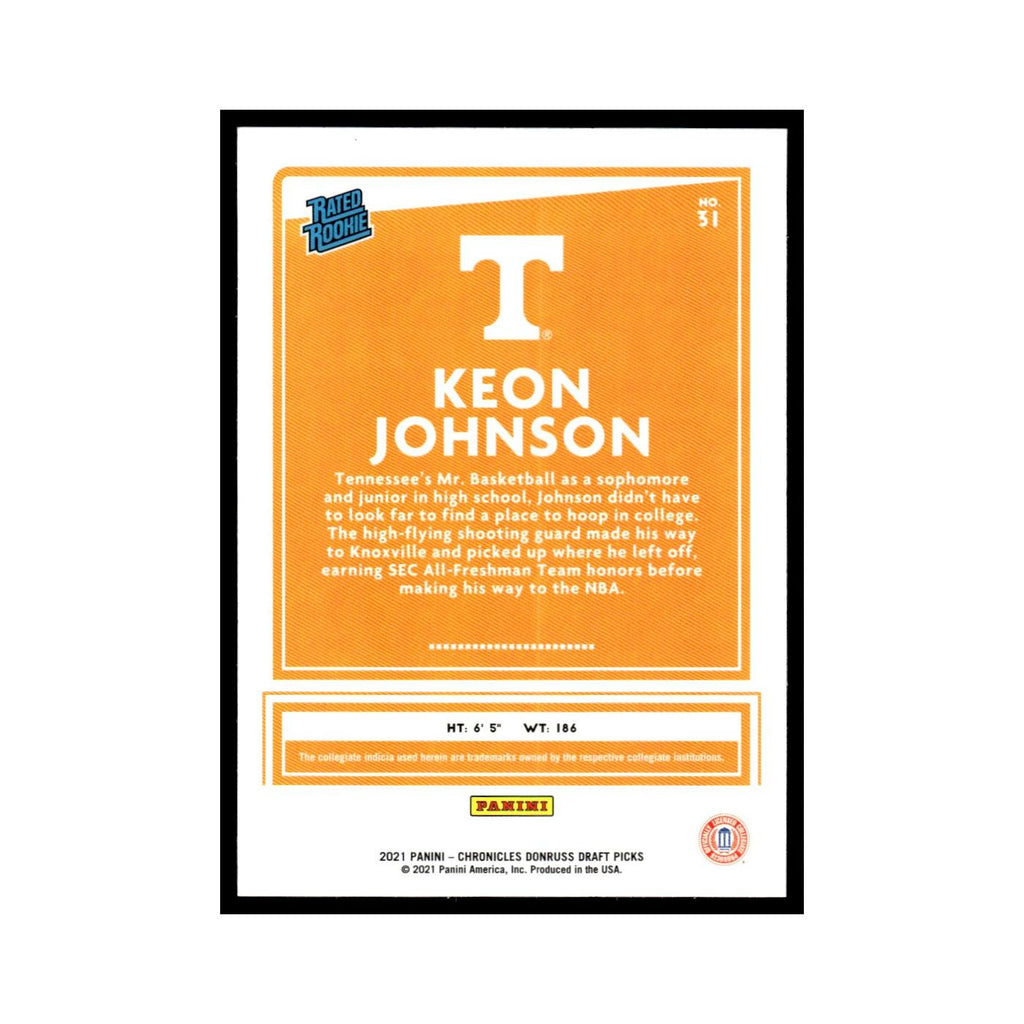 Keon Johnson Rookie 2021 Panini Chronicles Donruss Draft Picks #31 NM