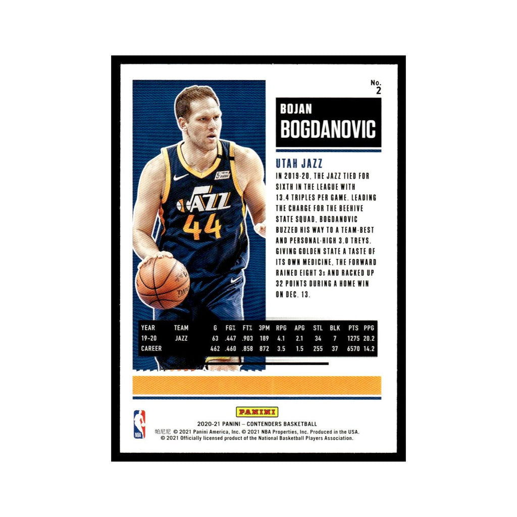 Bojan Bogdanovic 2020 Panini Contenders #2 Utah Jazz Basketball Card NM
