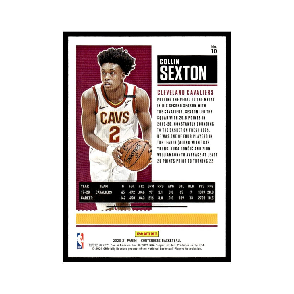 Collin Sexton 2020 Panini Contenders #10 Cleveland Cavaliers Basketball Card NM