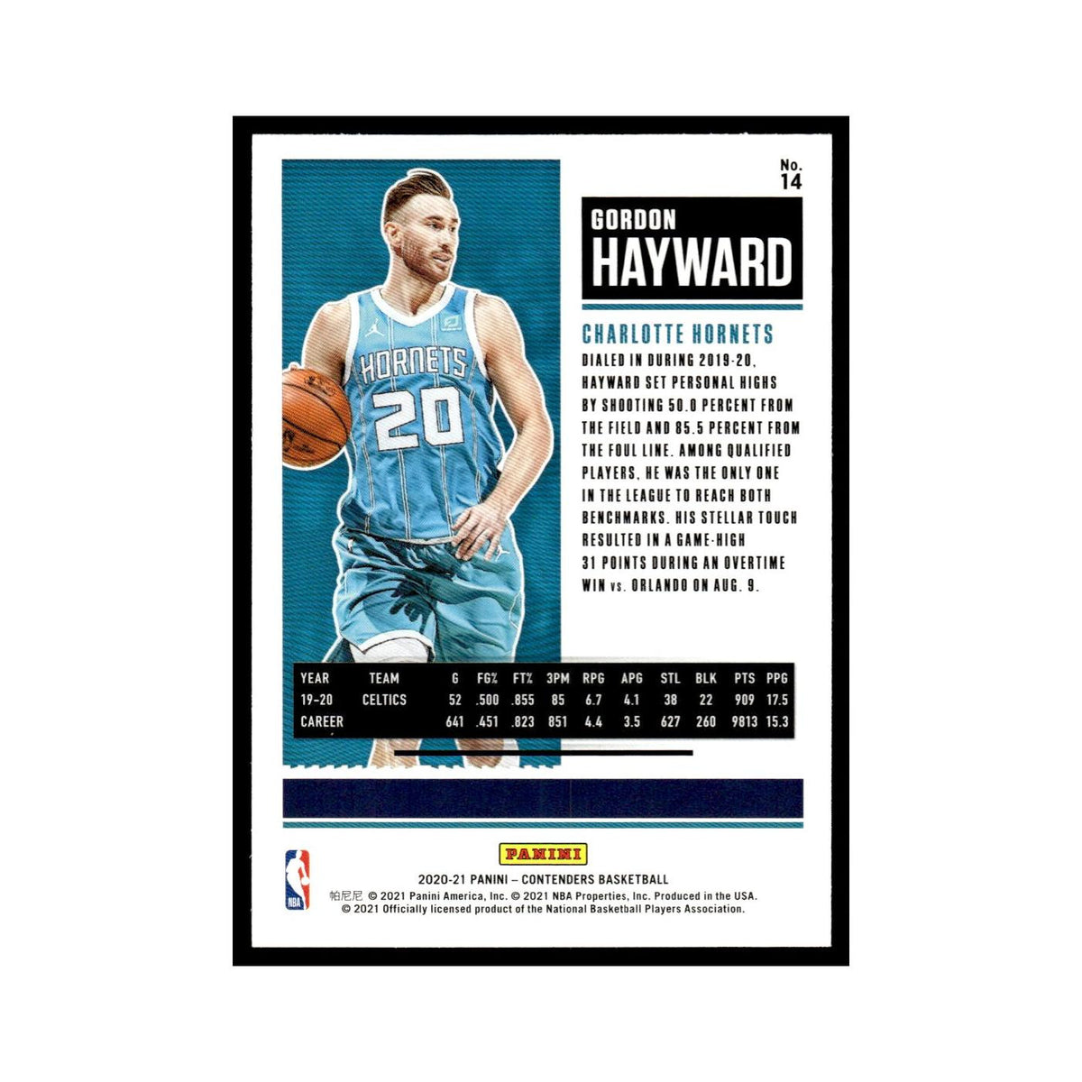 Aaron Gordon 2020 Panini Contenders #14 Denver Nuggets Basketball Card NM