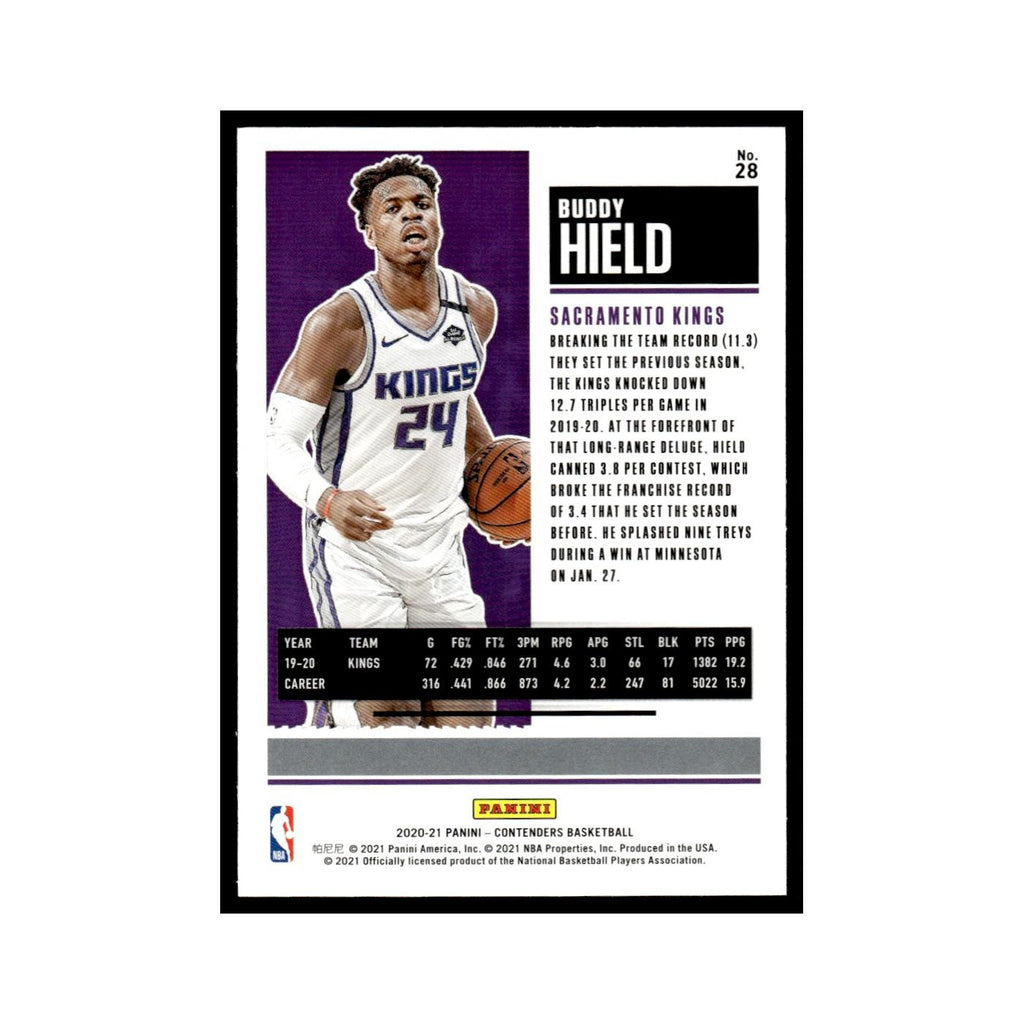 Buddy Hield 2020 Panini Contenders #28 Sacramento Kings Basketball Card NM