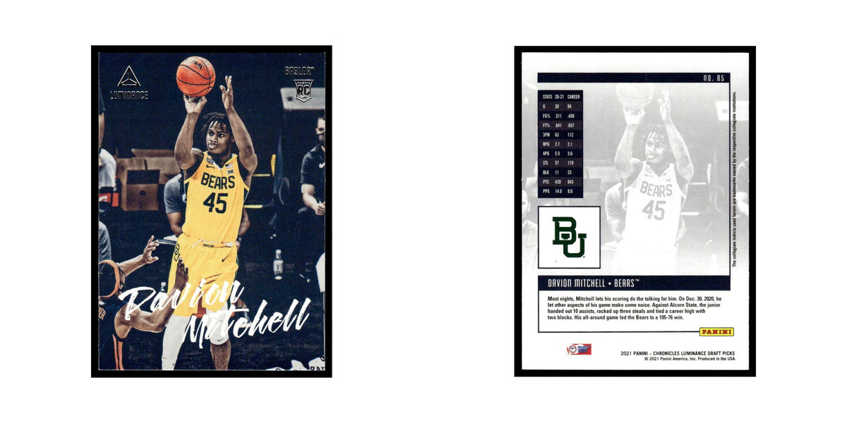 Davion Mitchell 2021 Panini Chronicles Luminance Draft #85 Baylor Bears NM
