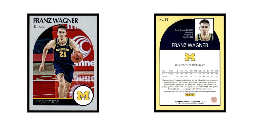 Franz Wagner 2021 Panini Chronicles Hoops Draft #59 Michigan Wolverines NM