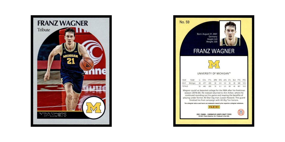 Franz Wagner 2021 Panini Chronicles Hoops Draft #59 Michigan Wolverines NM