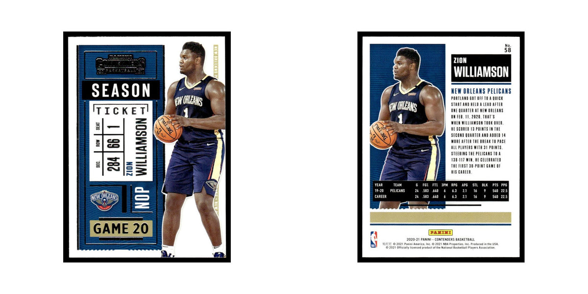 Zion Williamson 2020 Panini Contenders #58 New Orleans Pelicans NM