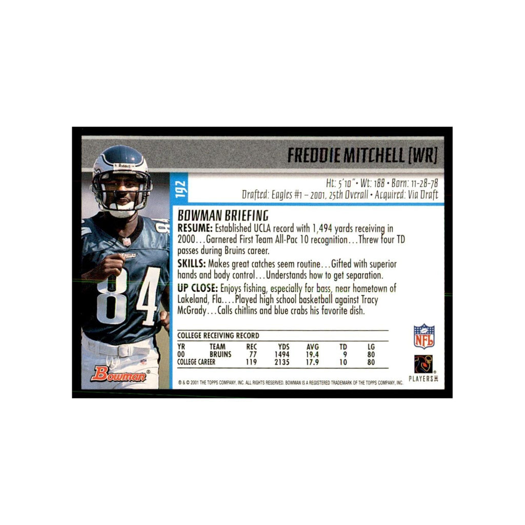 2001 Bowman Freddie Mitchell RC Football Cards #192
