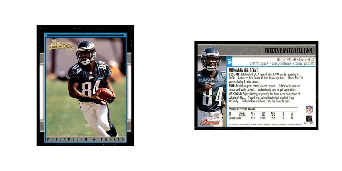 2001 Bowman Freddie Mitchell RC Football Cards #192