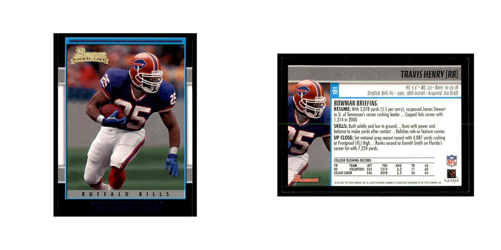2001 Bowman Travis Henry RC Football Cards #161