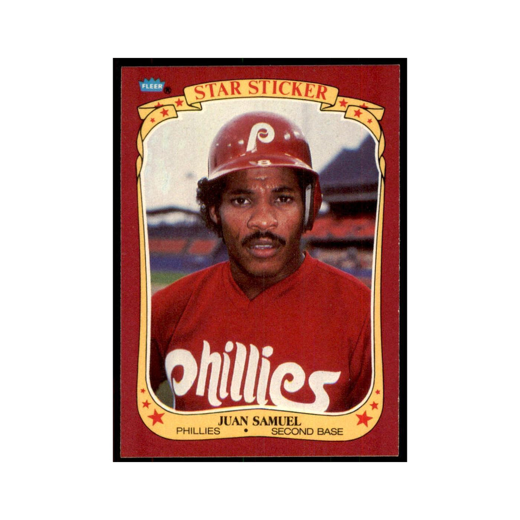 1986 Fleer Star Stickers Juan Samuel Baseball Cards #105