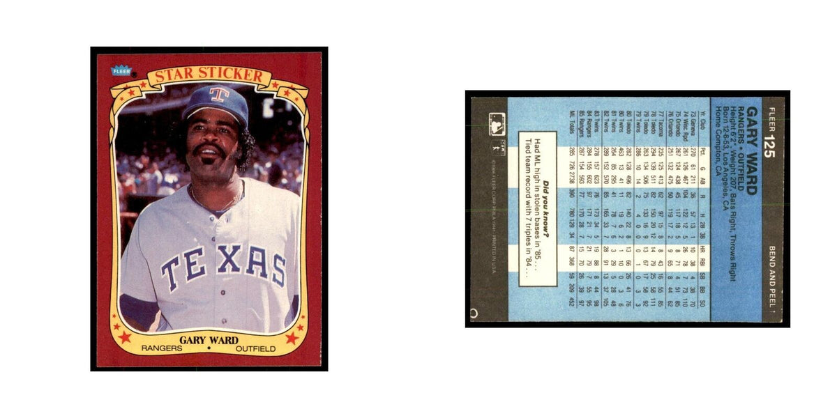 1986 Fleer Star Stickers Gary Ward Baseball Cards #125