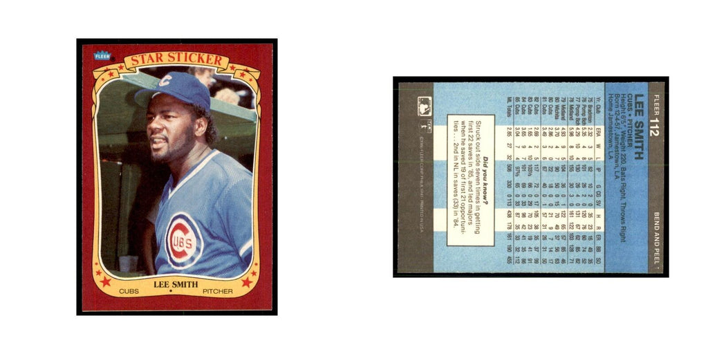 1986 Fleer Star Stickers Lee Smith Baseball Cards #112