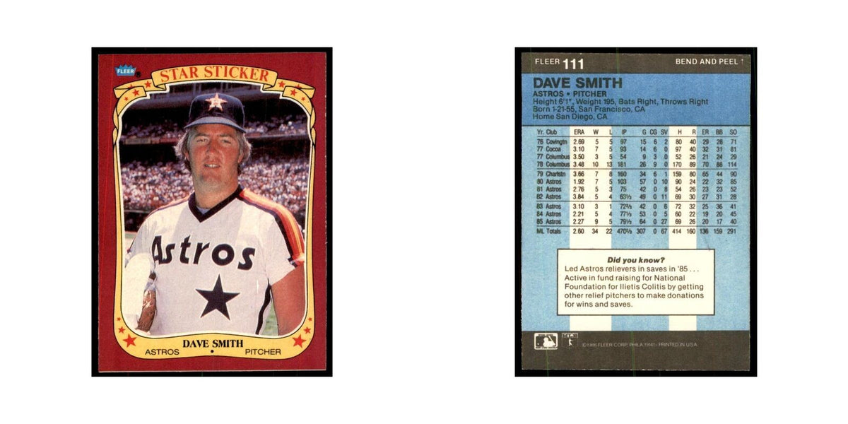 1986 Fleer Star Stickers Dave Smith Baseball Cards #111