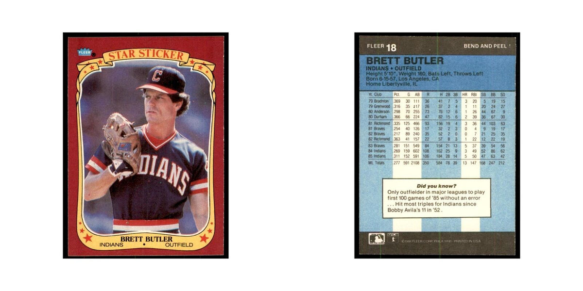 1986 Fleer Star Stickers Brett Butler Baseball Cards #18